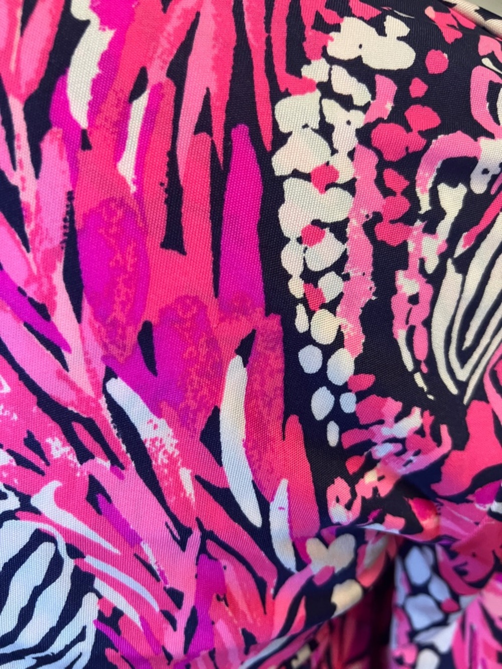 Lilly Pulitzer Hot Pink and Navy Printed Long-Sleeve Dress - Picture 3 of 13